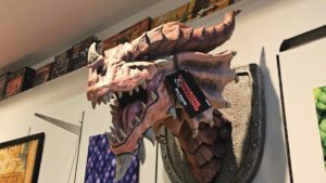 Dragon head mounted on wall
