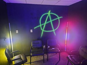 Cyberpunk themed gaming room